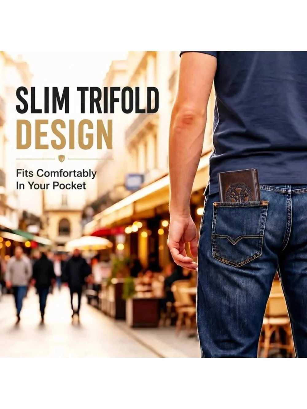 Slim RFID Blocking Trifold Wallet for Men | Top Grain Leather, Stylish